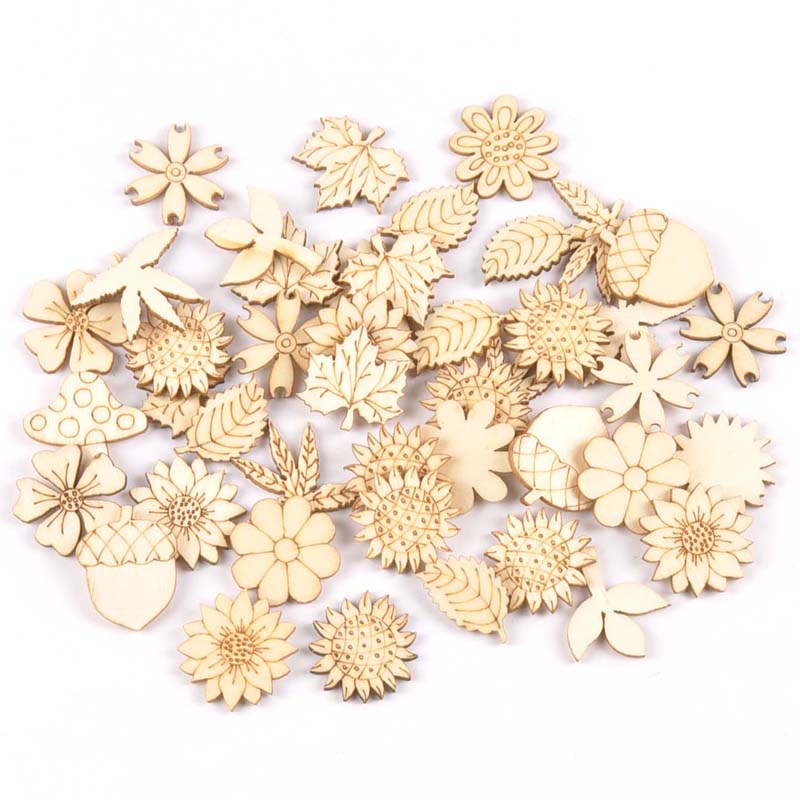 Craft Embellishments - 30 sztuk 25-30mm drewno DIY akcesoria