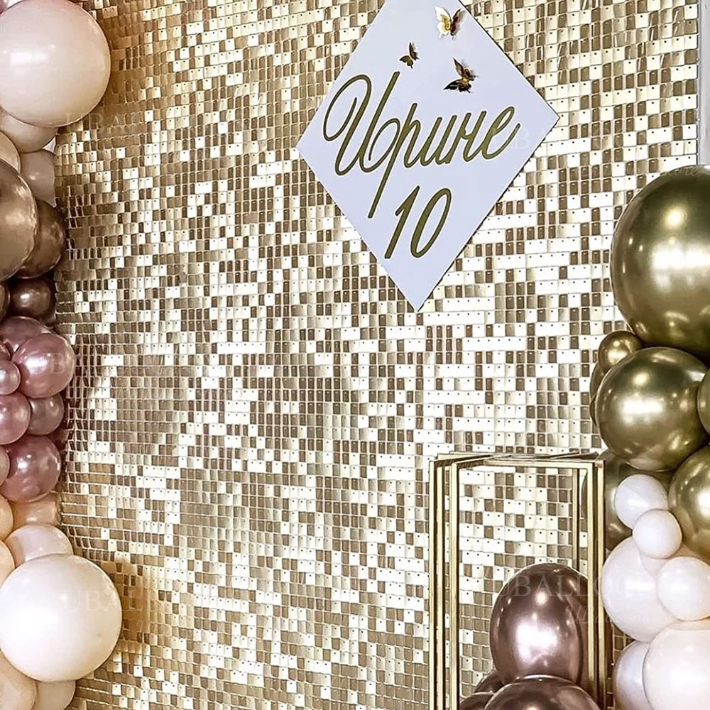 Sequin Fabric Panel - Panele tła w kolorze szampańskiego złota,