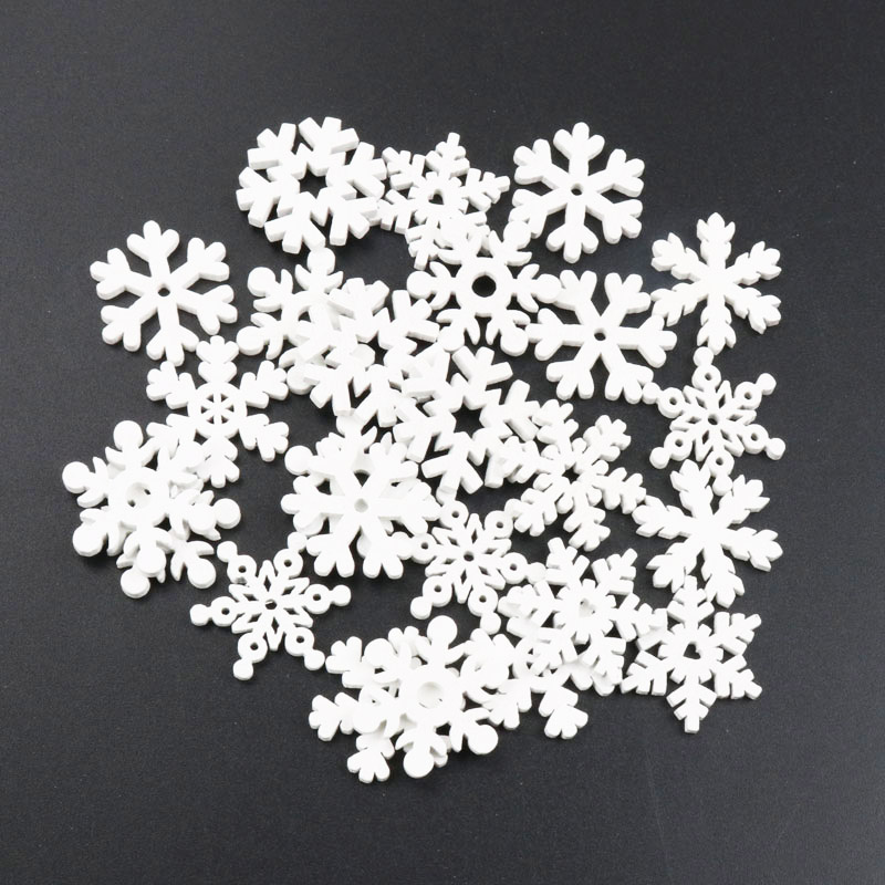 Christmas Craft Embellishment - 20 sztuk drewniane boże narodzenie Snowflake