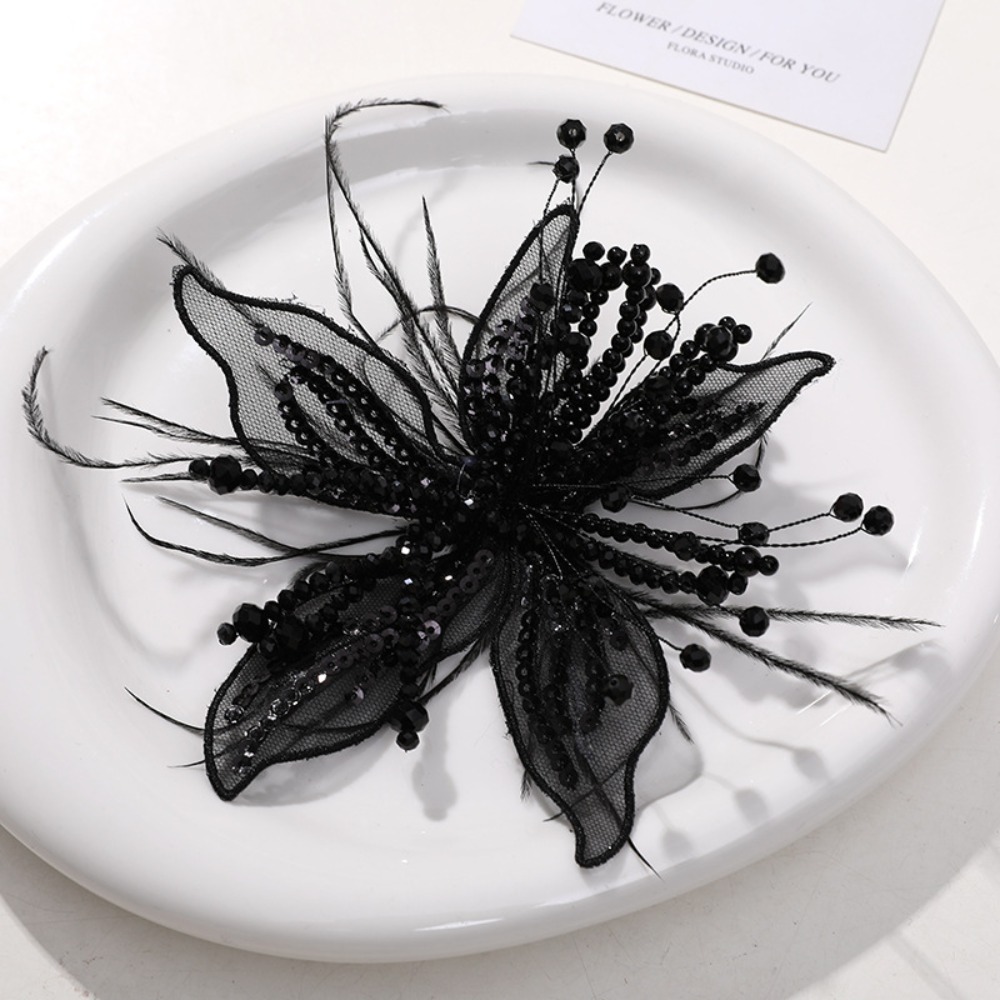 Applique Patch Flower - 1 szt. Piórkowa Perła 3D Kwiat