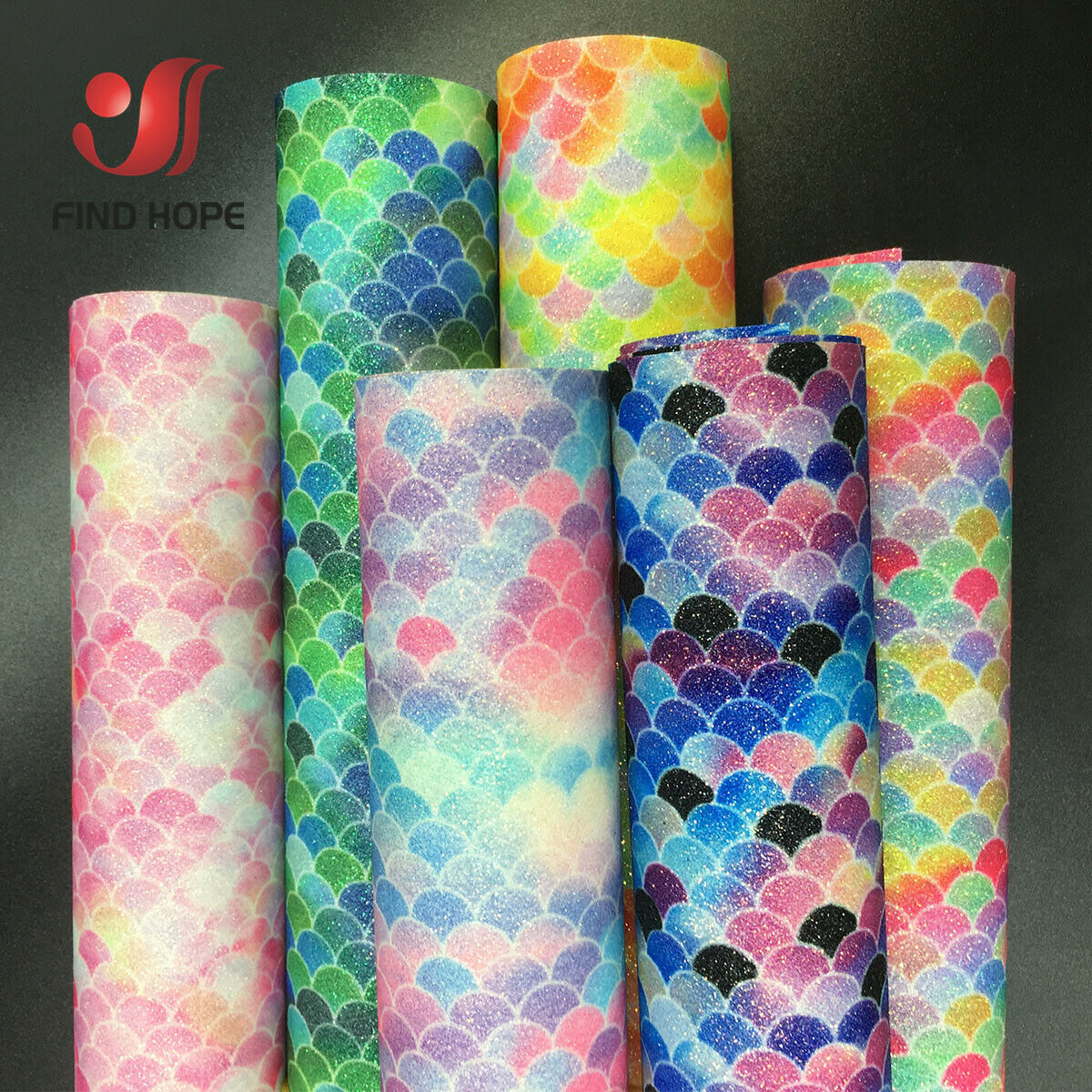 Glitter Vinyl Roll - Tęczowa syrenka opalizująca musująca brokatowa tkanina
