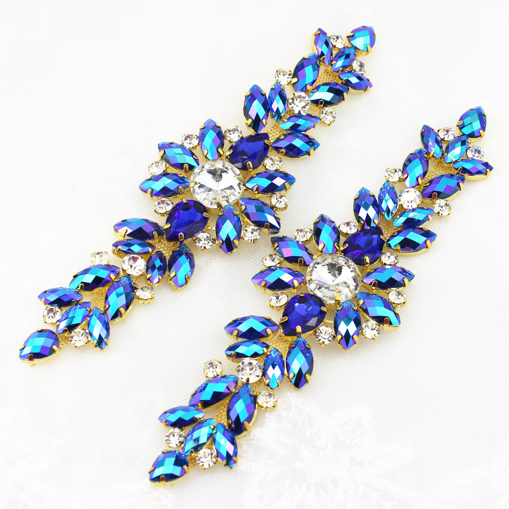 Sew On Rhinestone - 18.2X5.5cm AB naszywany kryształ górski łatka