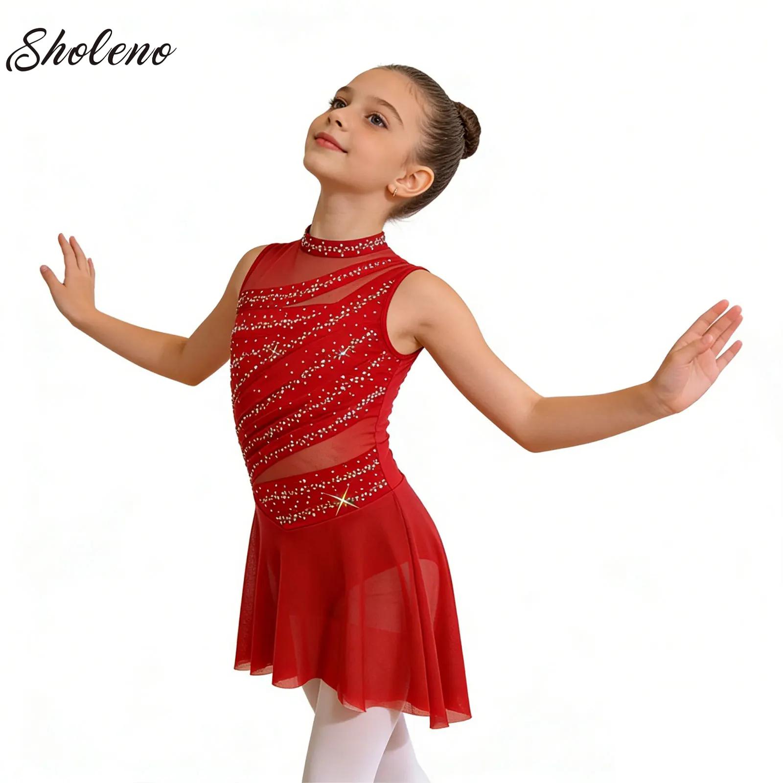 Rhinestone Banding Trim - Bezrękawnikowe baletowe trykoty do tańca, sukienki