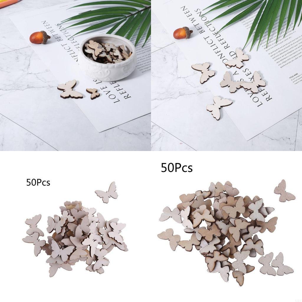 Christmas Craft Embellishment - 50 szt. Kształt motyla drewniane plasterki