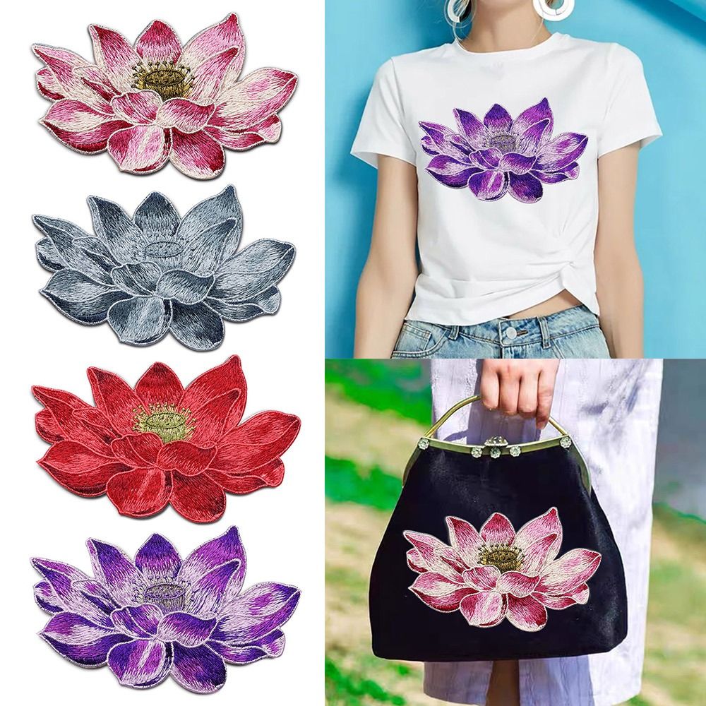 Applique Patch Flower - Miękkie kwiatowa łatka lotosu haftowane aplikacje