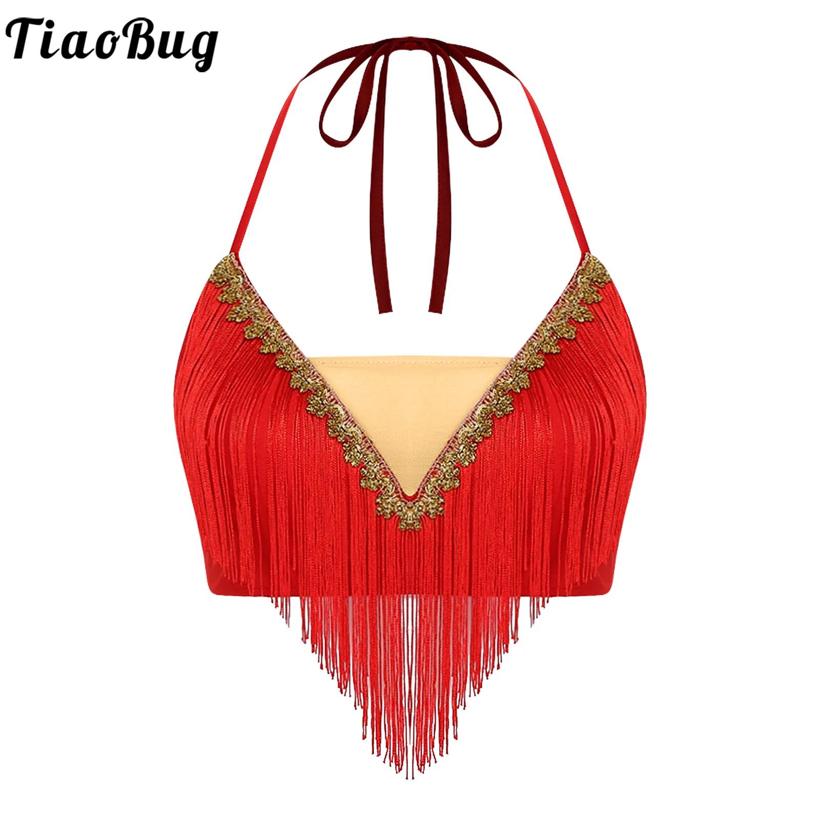 Tassel Fringe Trim - Damski koronkowy top do tańca brzucha