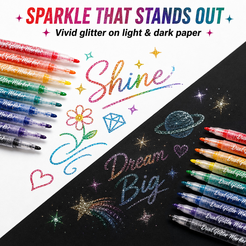 12 szt. Dwustronnych markerów  – Glitter Vinyl Roll recenzja i cena