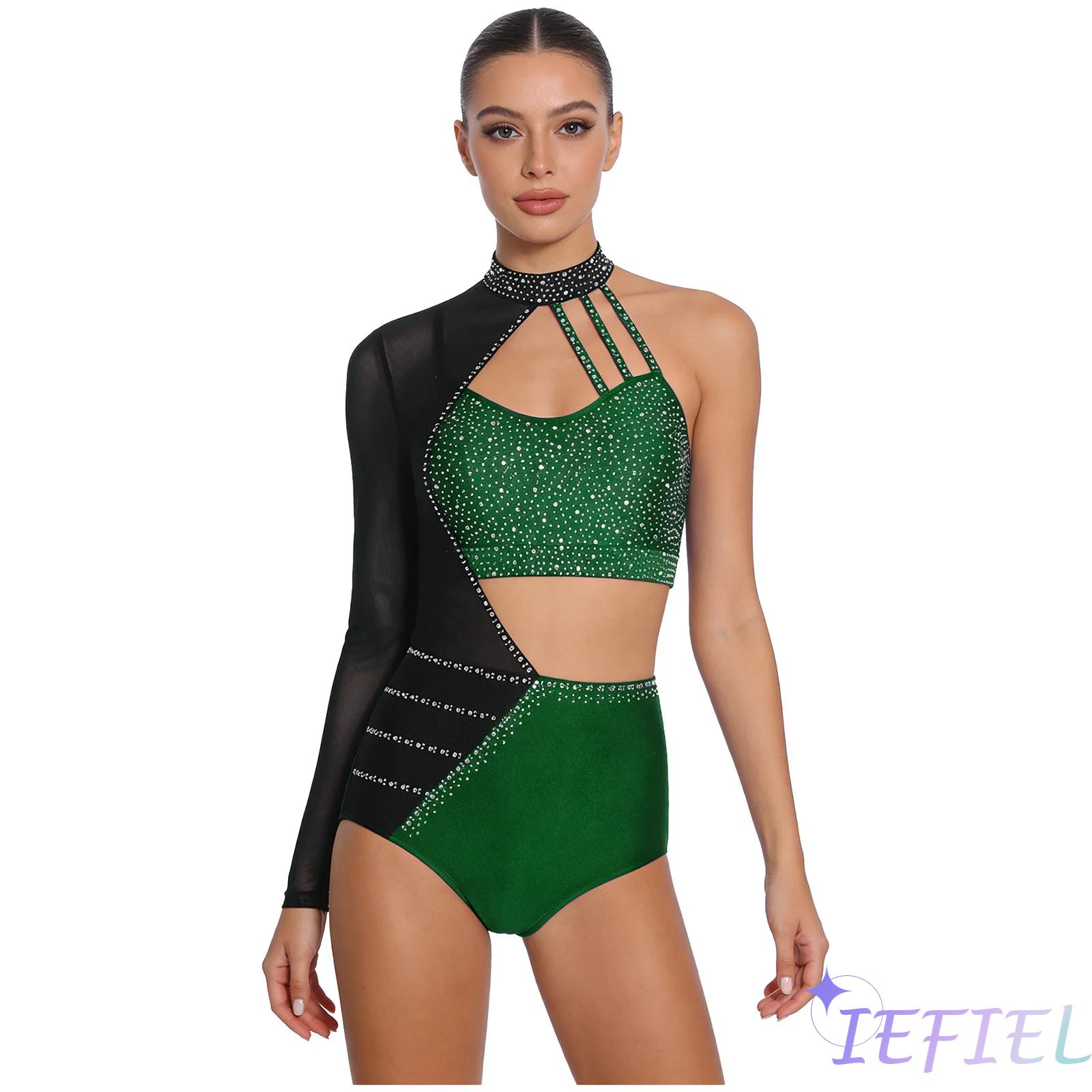 Elegancki damski strój gimnast – Rhinestone Banding Trim recenzja i cena