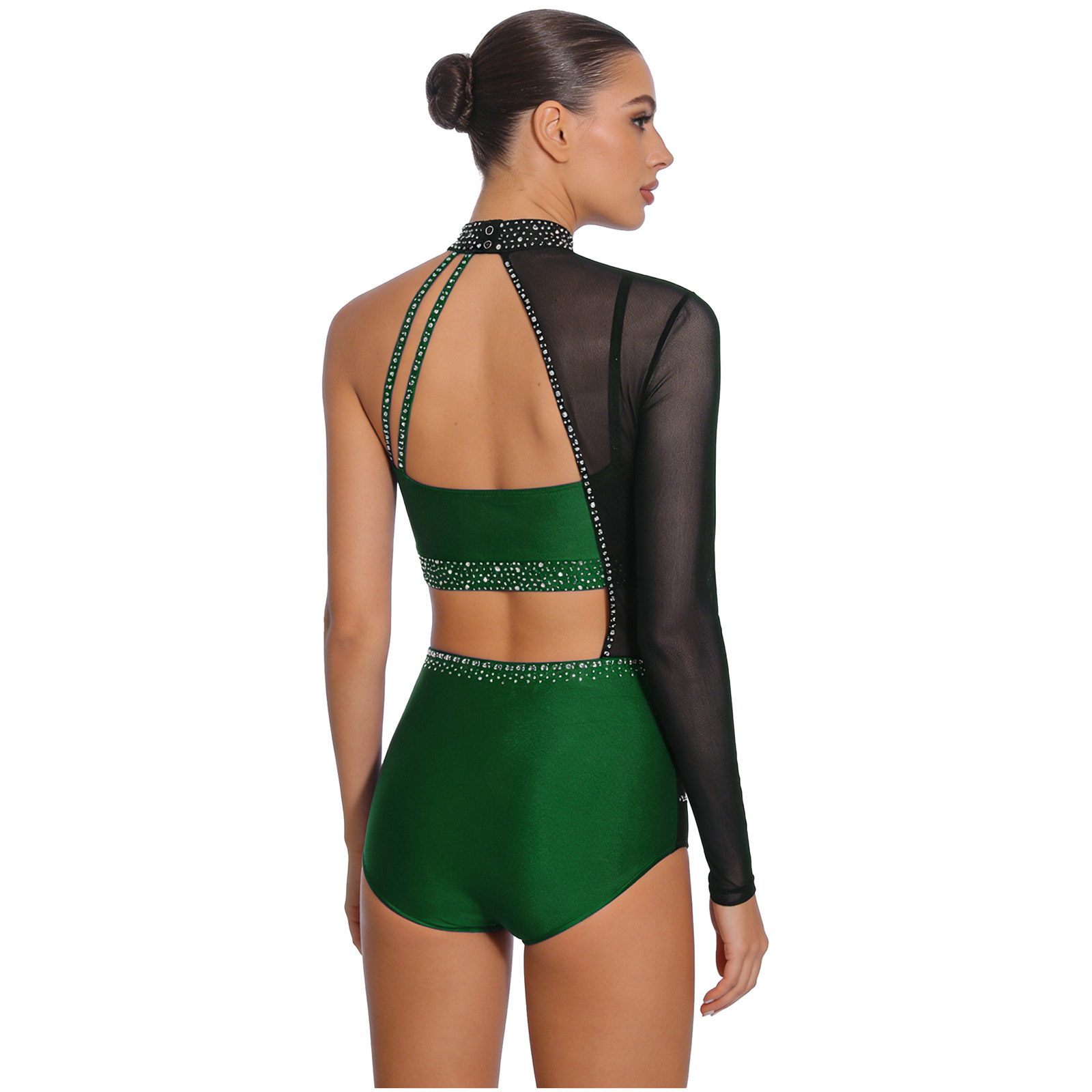 Elegancki damski strój gimnast – Rhinestone Banding Trim recenzja i cena