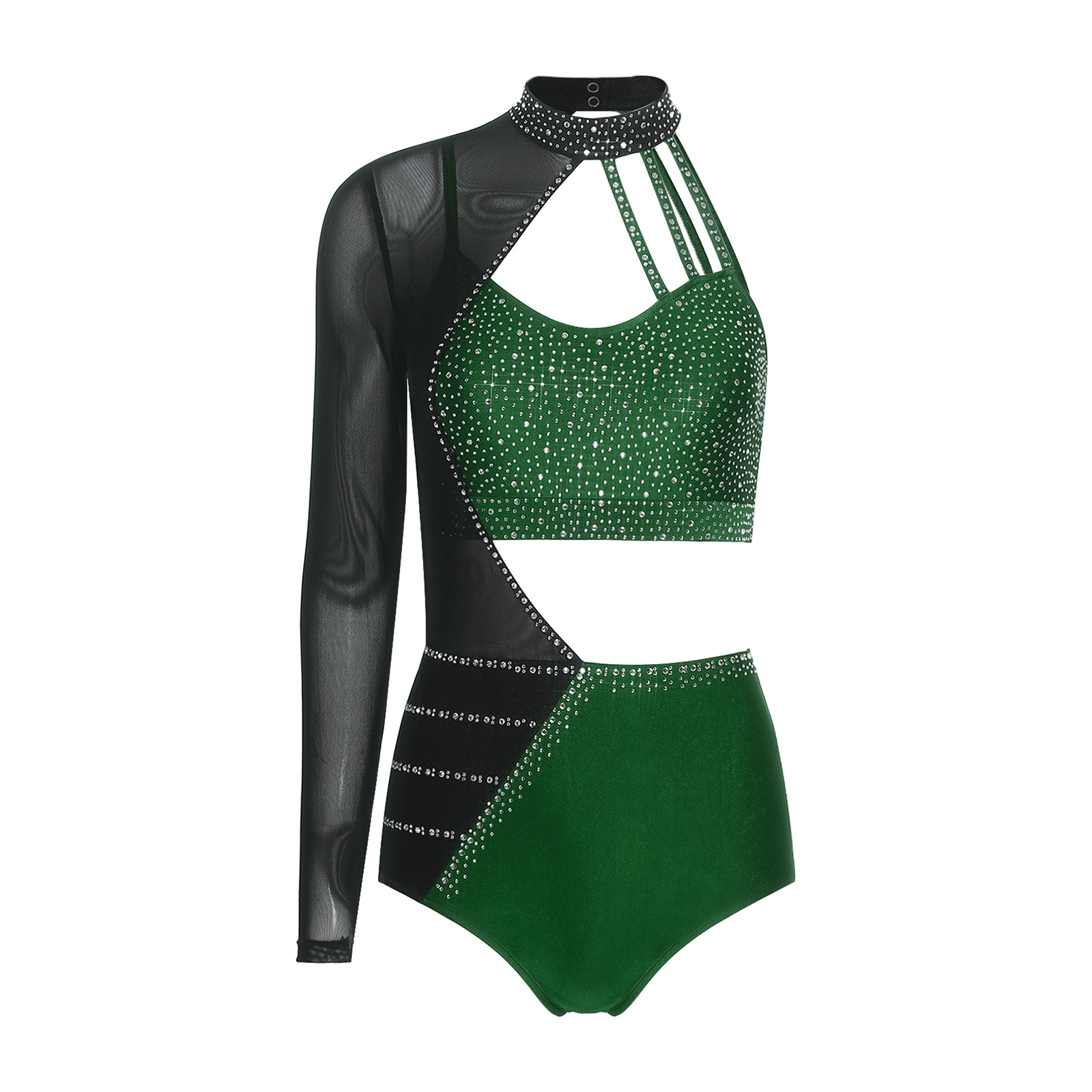 Elegancki damski strój gimnast – Rhinestone Banding Trim recenzja i cena