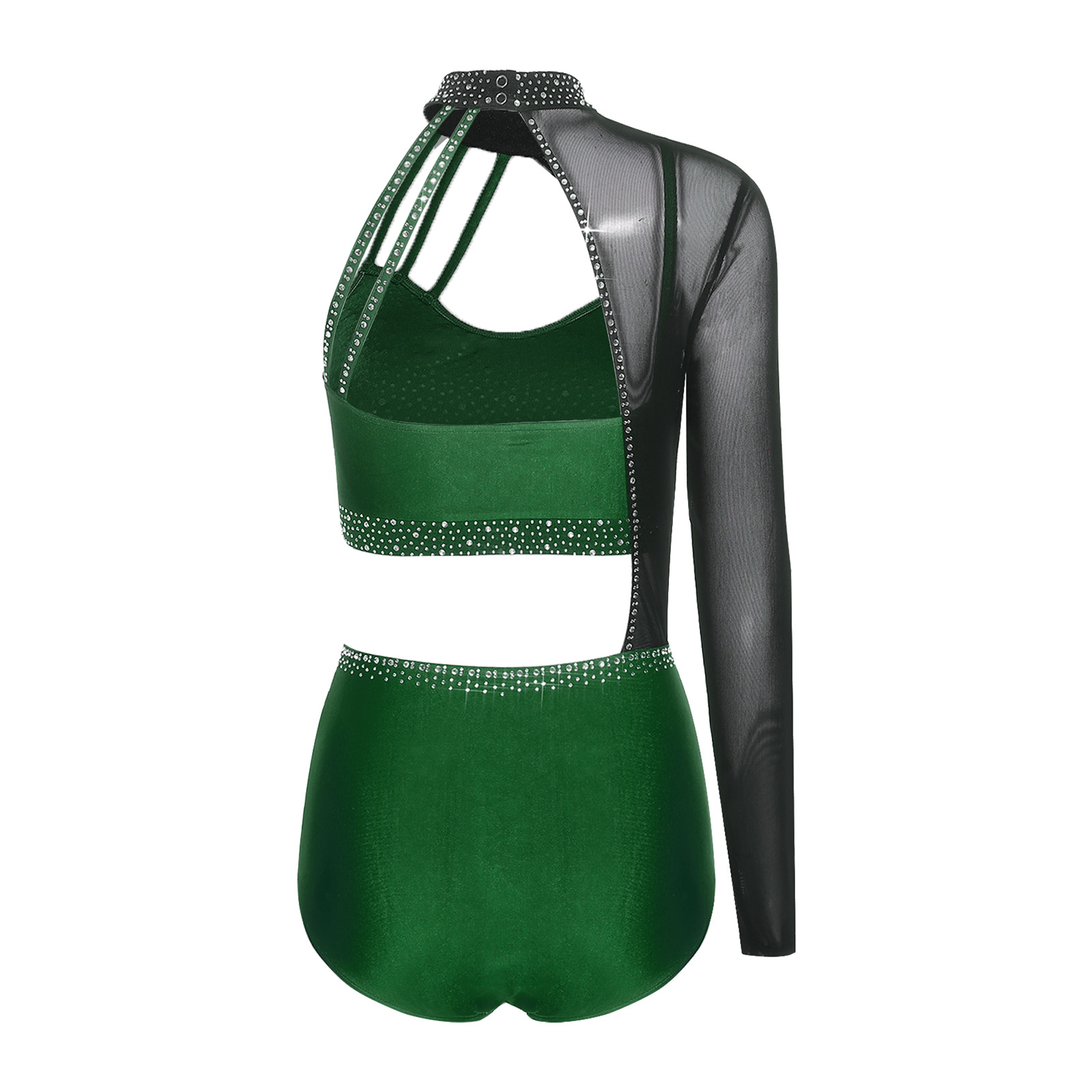 Elegancki damski strój gimnast – Rhinestone Banding Trim recenzja i cena