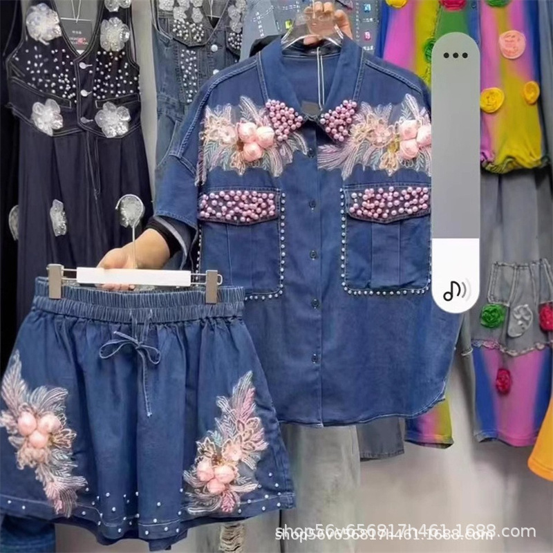 Damskie koszule jeansowe z haf – Applique Patch Flower recenzja i cena